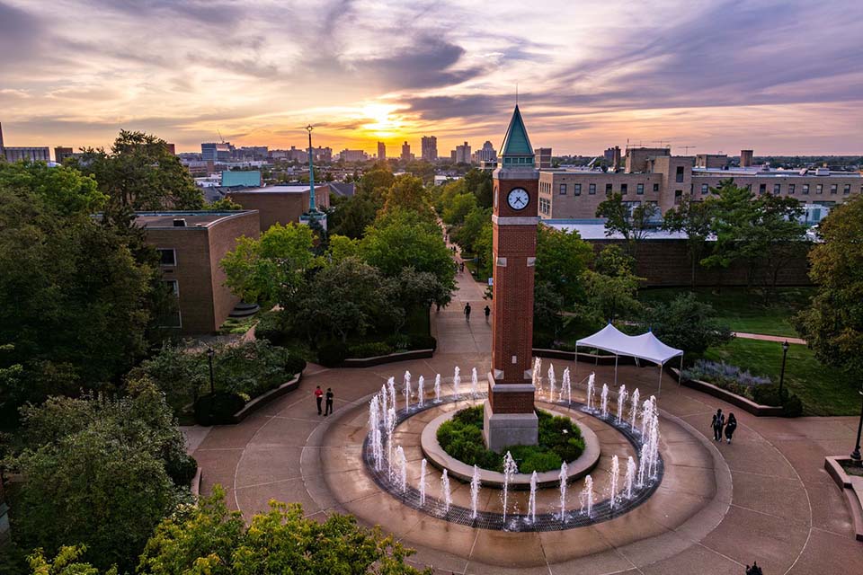 Aerial photo of Saint Louis University's campus. 
