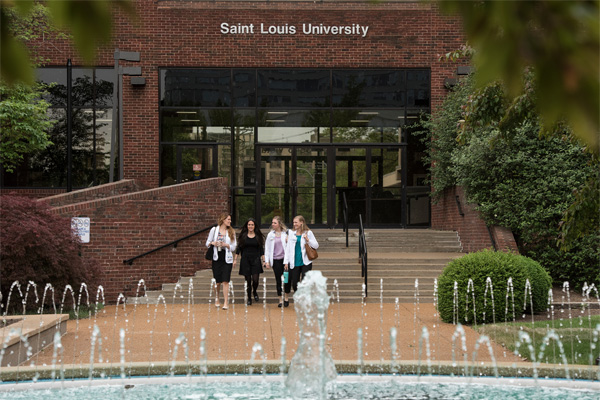 Group of students walking out of the LRC