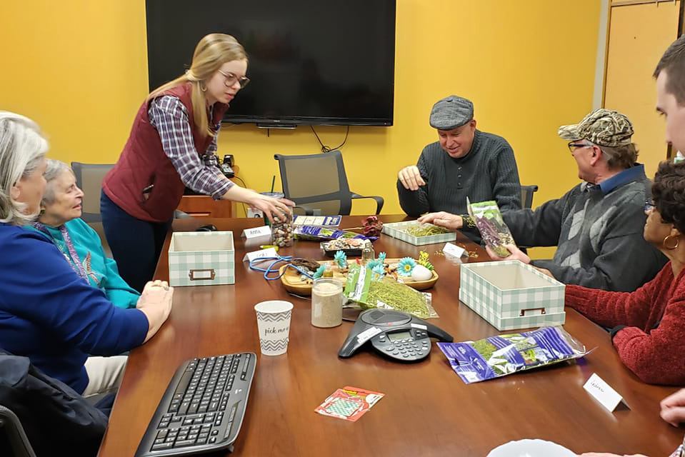 A group of seniors interacting with each other at the Family Center for Healthy Aging